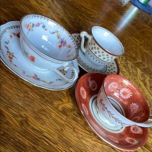 💚6 piece lot mix & match Demitasse, tea, coffee cup saucer sets vintage china